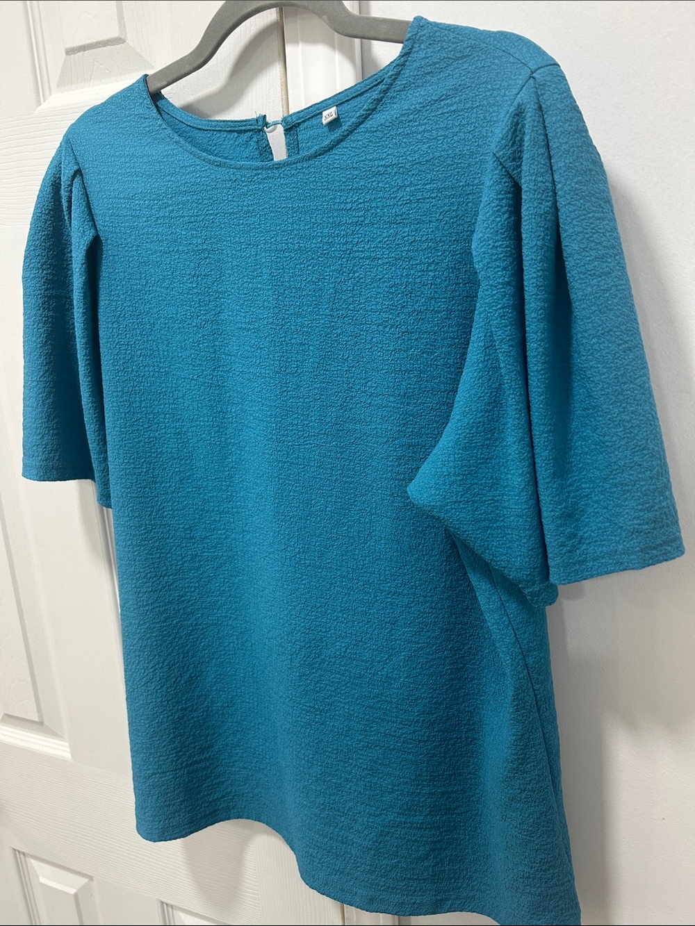 Women’s Teal Short-Sleeve Textured Top - Picture 5 of 5